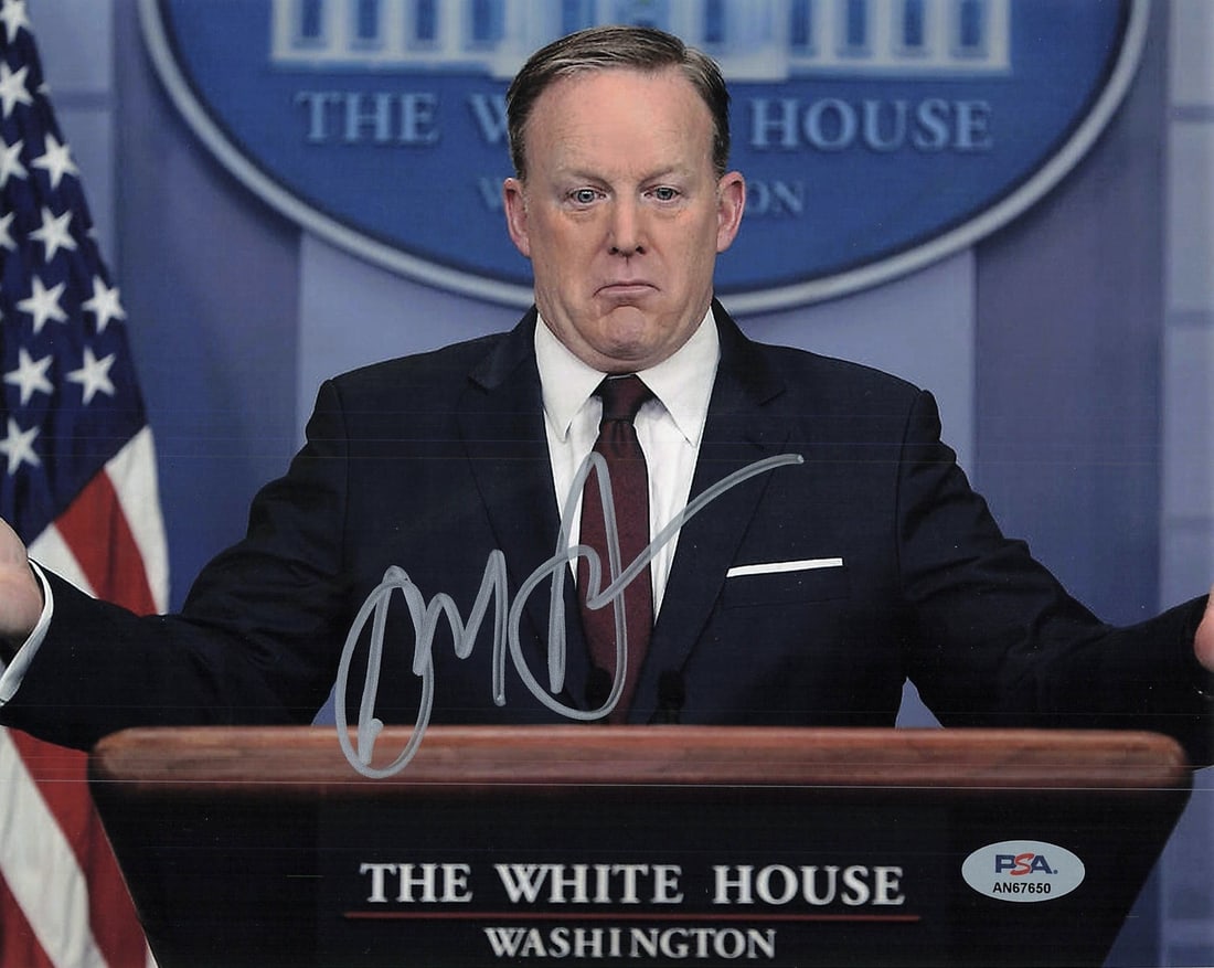 Sean Spicer Signed 8x10 Photo Authentic PSA/DNA: Sean Spicer Signed 8x10 Photo Authentic PSA/DNA This is an authentic, professionally printed 8x10 photo signed by Sean Spicer. The signature has been verified by PSA/DNA, ensuring its authenticity. Th