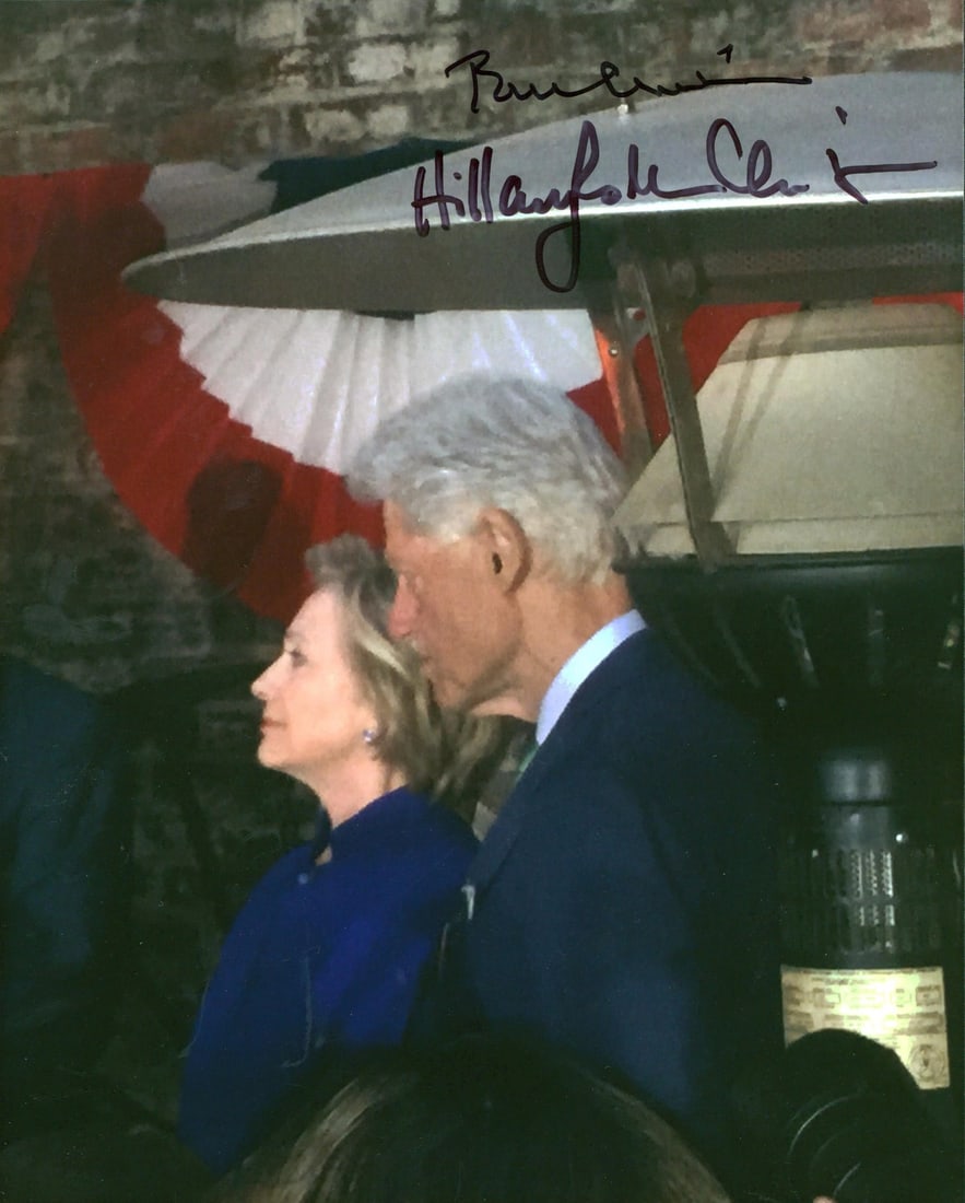 Bill & Hillary Clinton Signed 8x10 Photo with Beckett COA: Bill & Hillary Clinton Signed 8x10 Photo with Beckett COA This remarkable 8x10 photo features the authentic signatures of Bill Clinton and Hillary Rodham Clinton, making it a valuable collectible for 