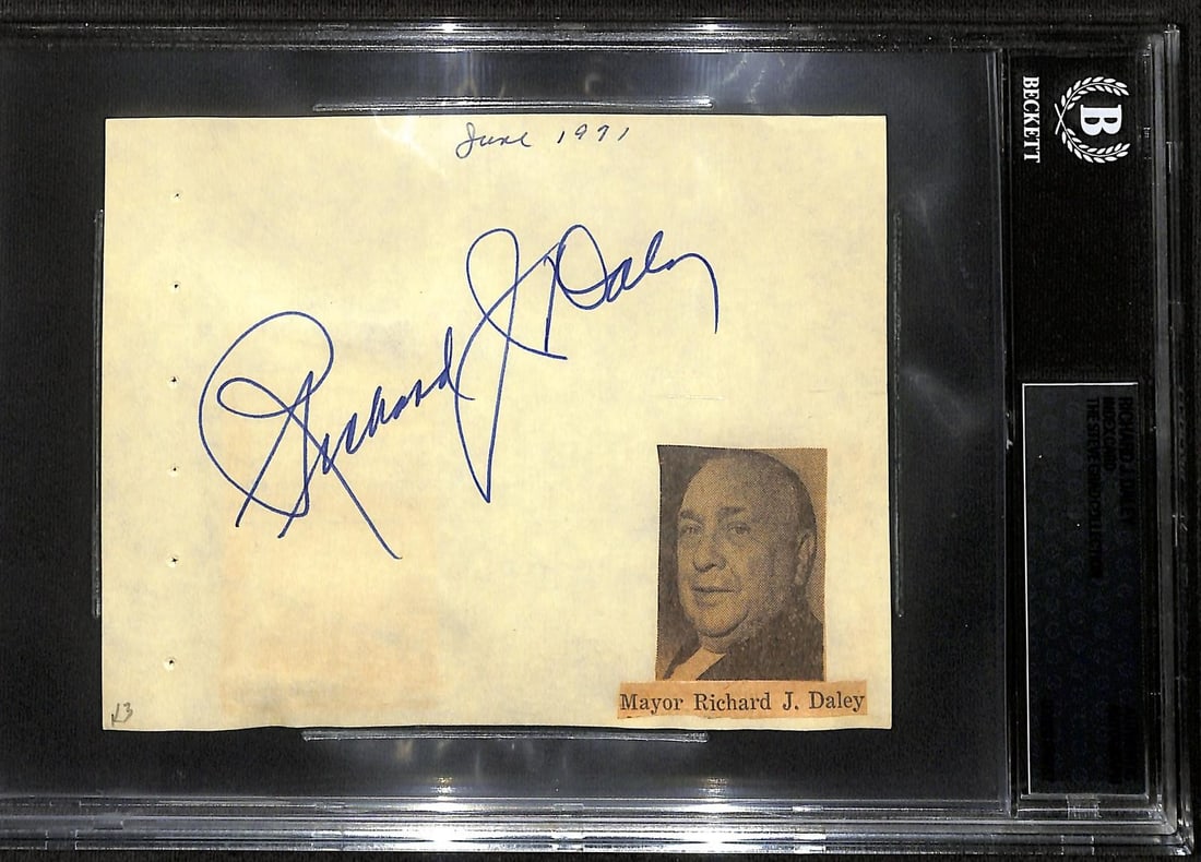 Beckett Authenticated Richard J. Daley Signed Album Page with Photo (1 of 1)