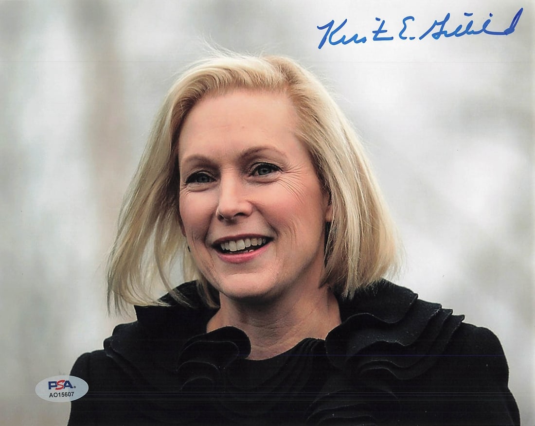 Kirsten Gillibrand Autographed 8x10 Photo PSA/DNA Certified: Kirsten Gillibrand Autographed 8x10 Photo PSA/DNA Certified This is a professionally printed 8x10 photograph featuring the signature of Kirsten Gillibrand. The autograph has been authenticated by PSA/