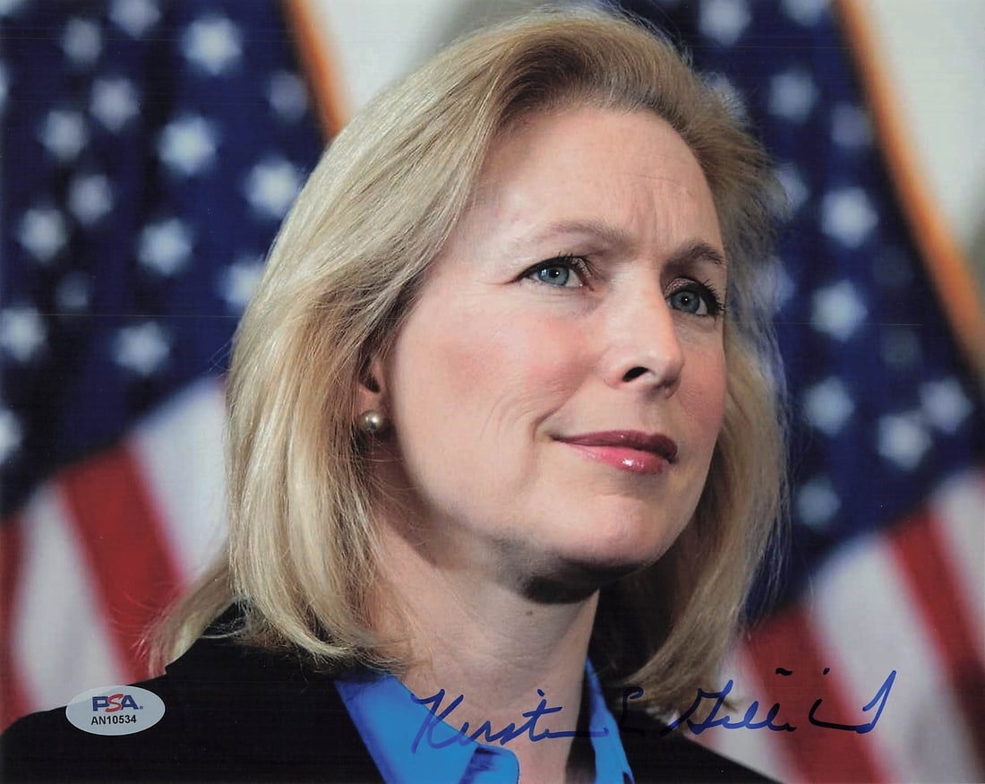 Kristen Gillibrand 8x10 Signed Photo PSA/DNA Authenticated: Kristen Gillibrand 8x10 Signed Photo PSA/DNA Authenticated This is an original 8x10 photograph featuring the signature of Senator Kristen Gillibrand. The autograph has been authenticated by PSA/DNA, e