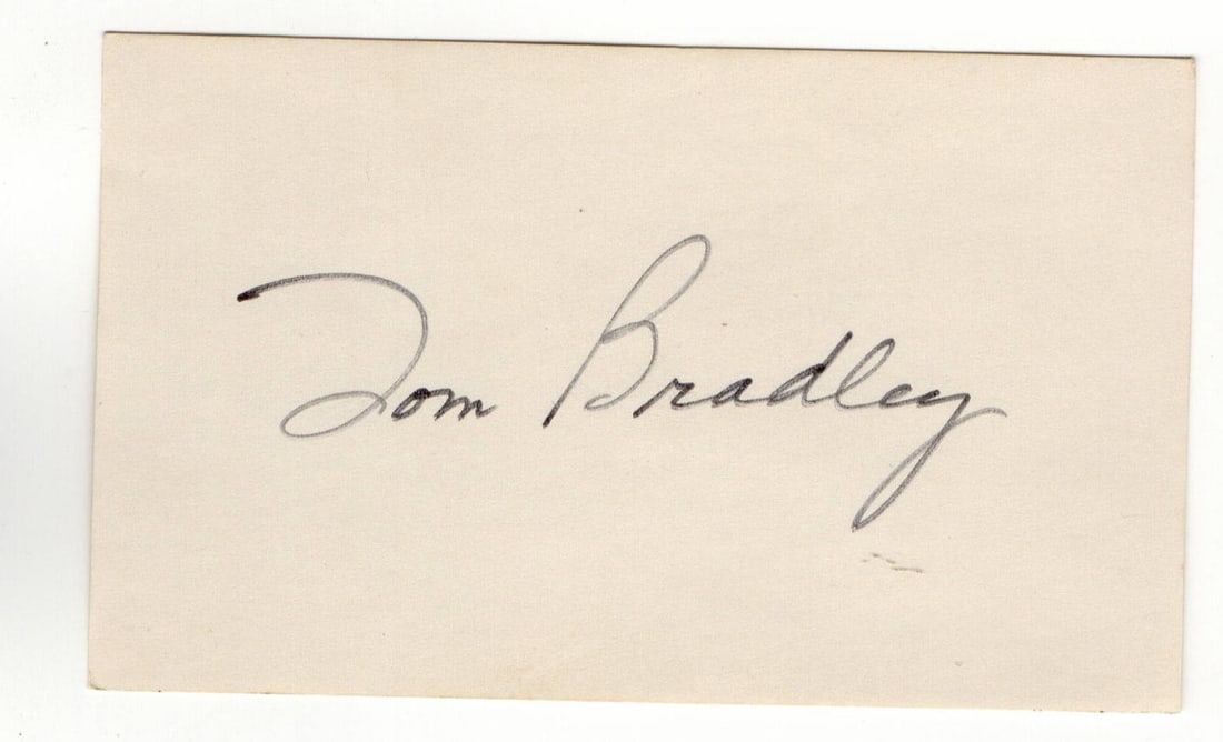 Index Card Hand Signed by Los Angeles Mayor Tom Bradley (1 of 2)