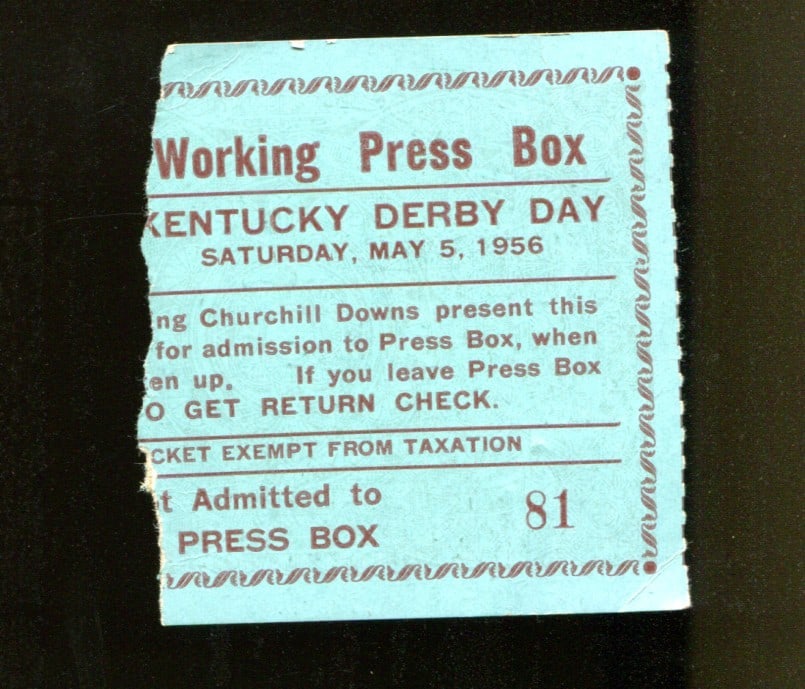 Original 1956 Kentucky Derby Press Ticket Stub May 5 Horse Racing Collectible (1 of 1)