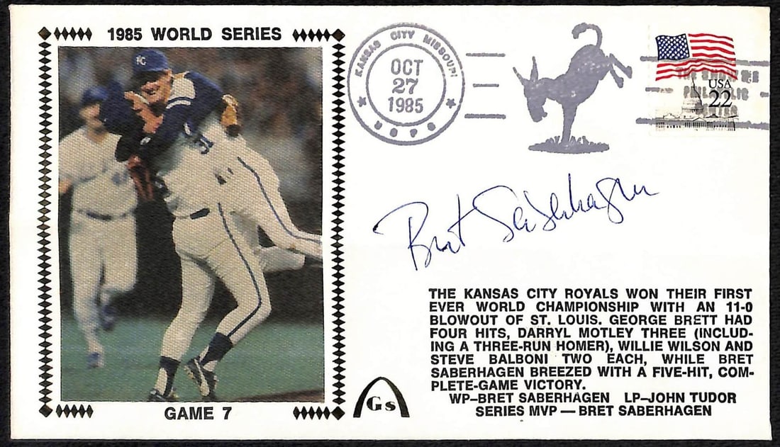 Bret Saberhagen Signed First Day Cover FDC Kansas City Royals (1 of 2)
