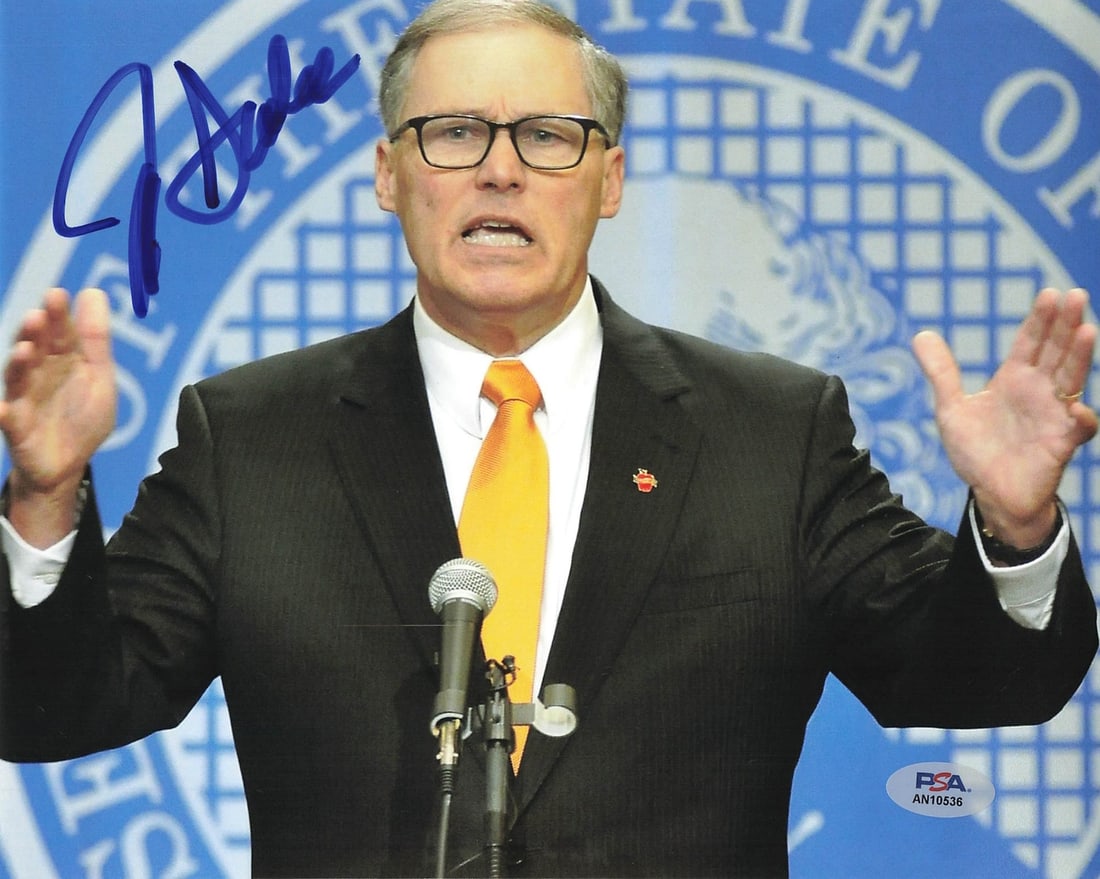 Jay Inslee Autographed 8x10 Photo PSA/DNA Certified: Jay Inslee Autographed 8x10 Photo PSA/DNA Certified This is an original, professionally printed 8x10 photograph autographed by politician Jay Inslee. The signature has been authenticated by PSA/DNA, e