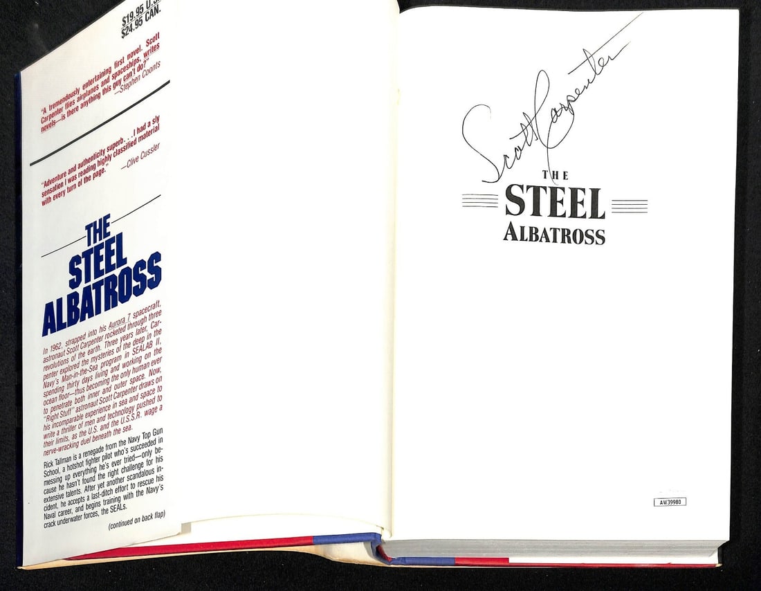 Scott Carpenter Signed The Steel Albatross Book JSA NASA Astronaut: Scott Carpenter Signed The Steel Albatross Book JSA NASA Astronaut Explore the remarkable journey of Scott Carpenter, one of NASA's pioneering astronauts, in this hard cover book titled "The Steel Alb