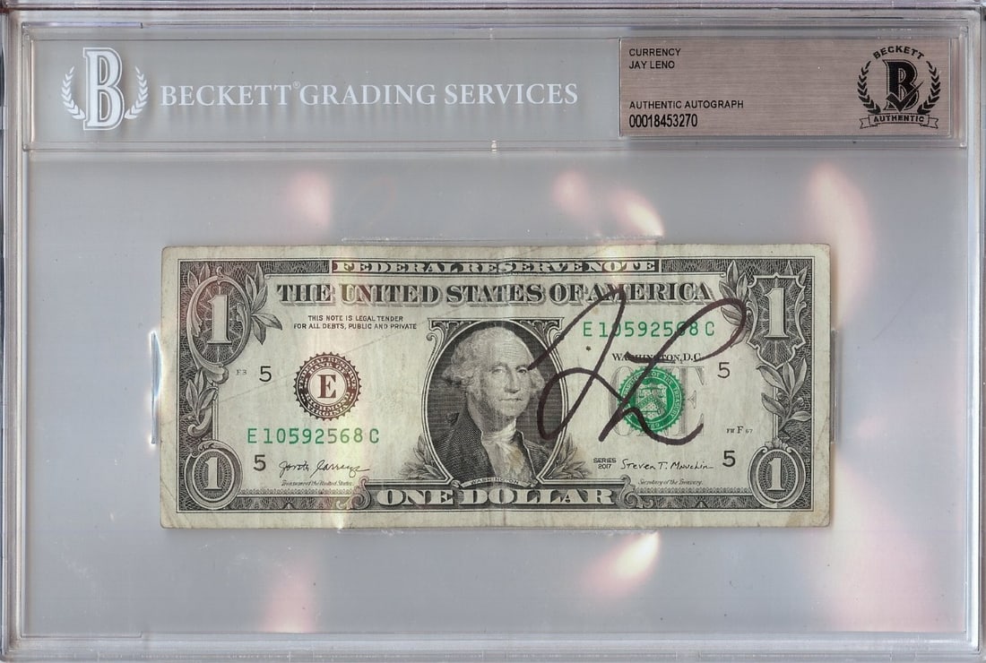 One Dollar Bill Hand Signed by Jay Leno Beckett Authenticated (1 of 1)