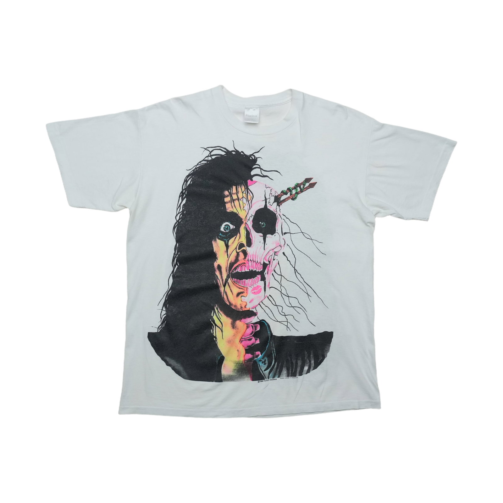 Vintage 1989 Alice Cooper Skull Graphic Cotton Shirt Large (1 of 8)