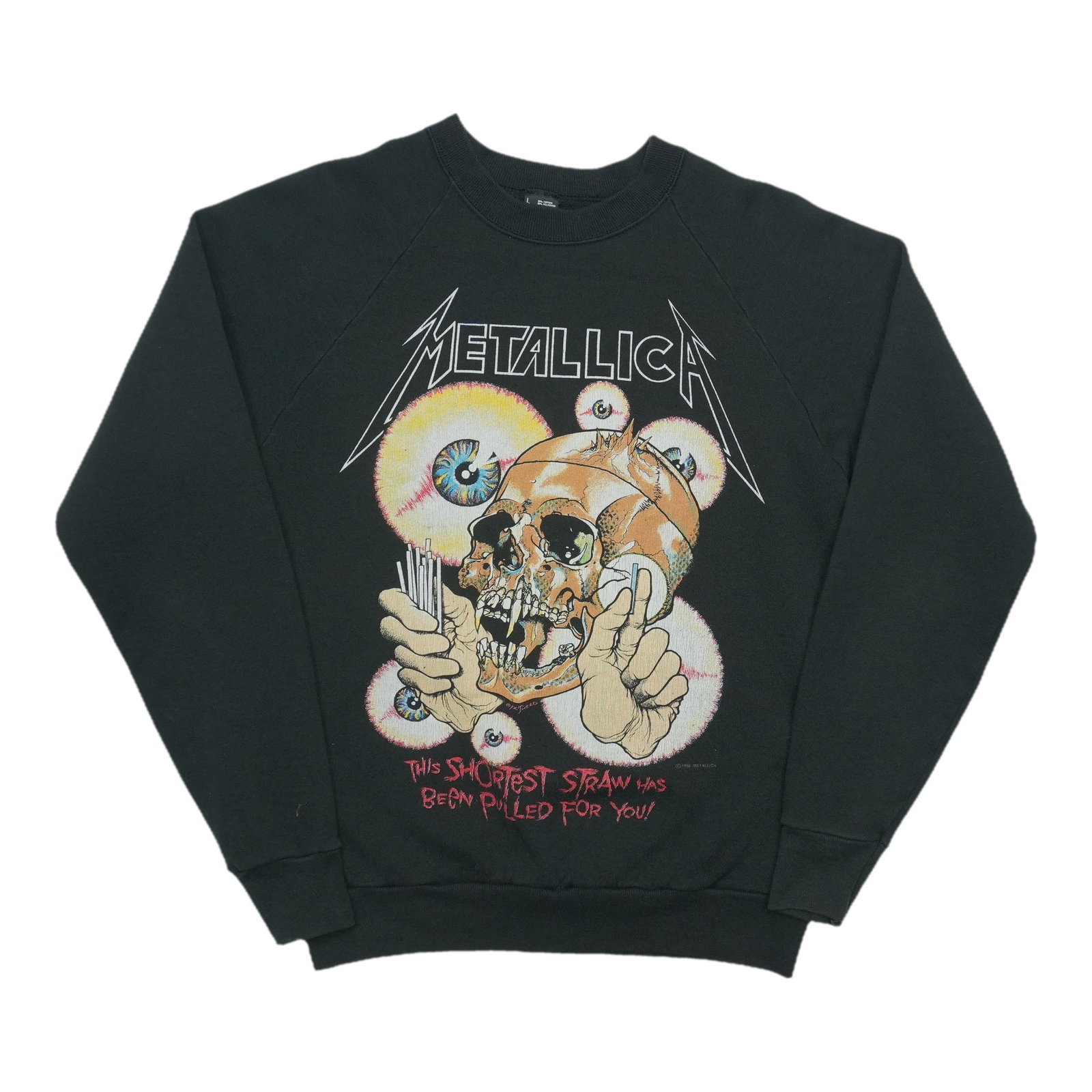 Vintage 1988 Metallica Shortest Straw Black Sweatshirt Large: Vintage 1988 Metallica Shortest Straw Black Sweatshirt Large This is an original vintage 1988 Metallica "Shortest Straw" sweatshirt. It is an authentic piece from the 1980s, not a modern reproduction.