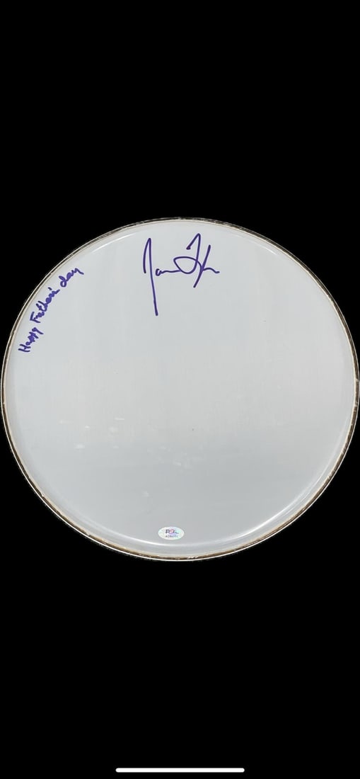 James Taylor Autographed Drum Head PSA/DNA Certified Music Memorabilia: James Taylor Autographed Drum Head PSA/DNA Certified Music Memorabilia This is a drum head autographed by the legendary musician James Taylor. The signature has been authenticated by PSA/DNA, ensuring