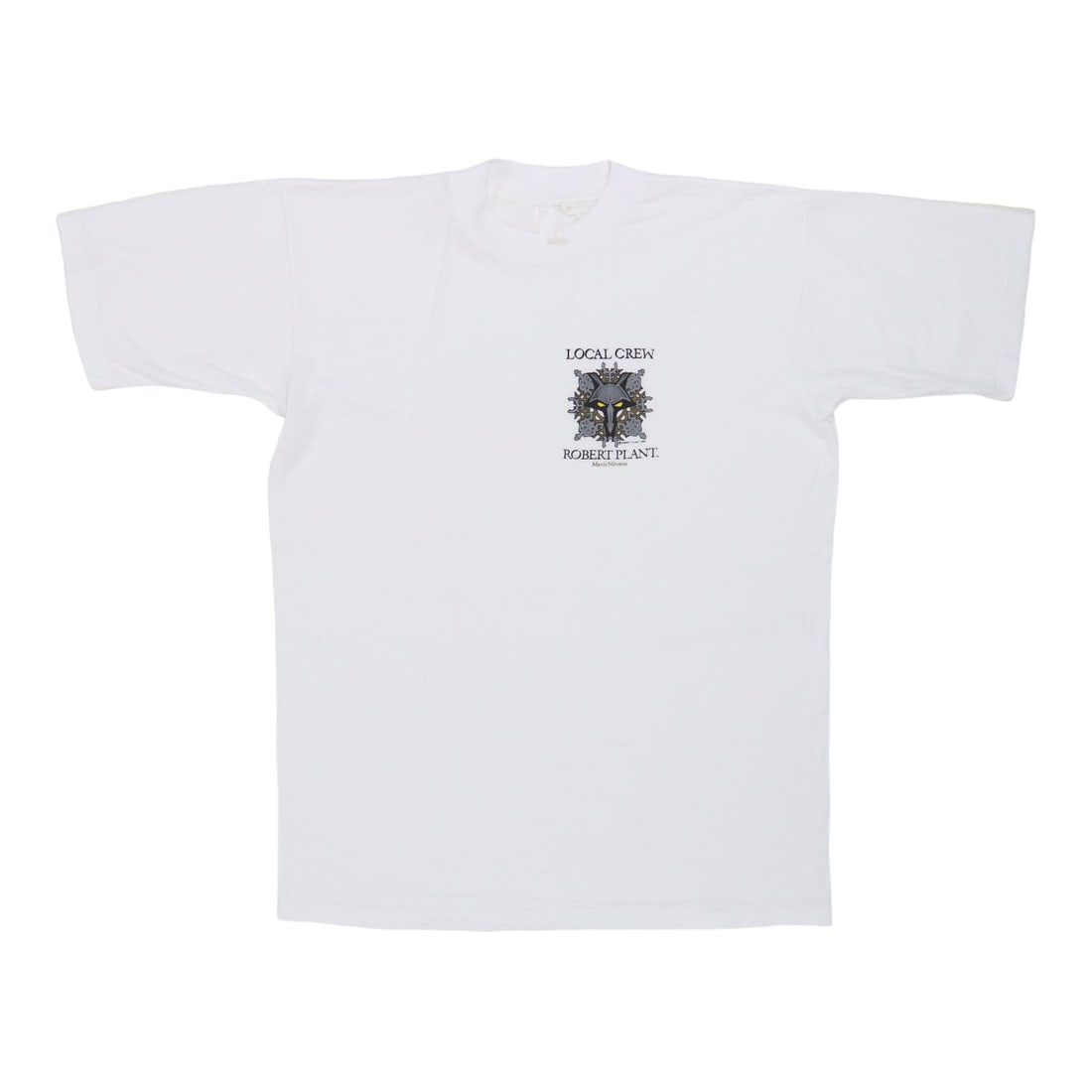 Vintage 1990 Manic Nirvana Tour Crew Shirt Robert Plant XL White Cotton: Vintage 1990 Manic Nirvana Tour Crew Shirt Robert Plant XL White Cotton This is an original vintage 1990 Robert Plant Manic Nirvana Crew Tour Shirt, featuring graphics on both the front and back. Made