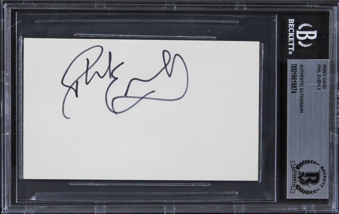 Phil Everly Signed 3x5 Index Card The Everly Brothers Beckett Authenticated (1 of 2)