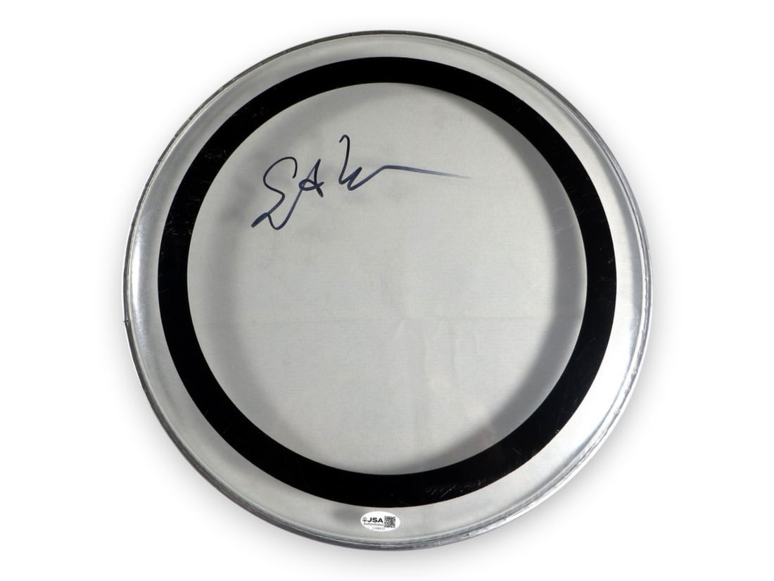 14 Inch Stephen Perkins Signed Drumhead JSA: 14 Inch Stephen Perkins Signed Drumhead JSA This is an original 14-inch drumhead autographed by Stephen Perkins of Jane's Addiction. The signature has been authenticated by James Spence Authentication