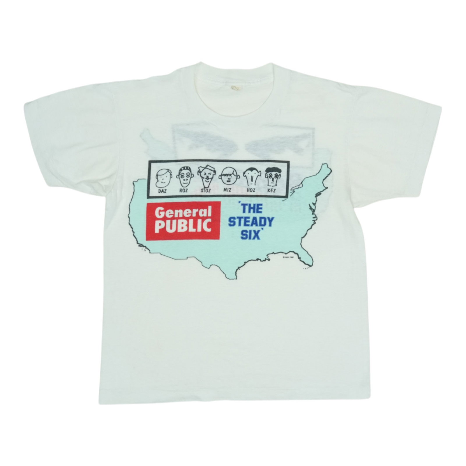 Vintage 1985 General Public Steady Six Tour Concert T-Shirt White Medium: Vintage 1985 General Public Steady Six Tour Concert T-Shirt White Medium This is an original vintage 1985 General Public The Steady Six Tour shirt, featuring both front and back graphics. Made from a 