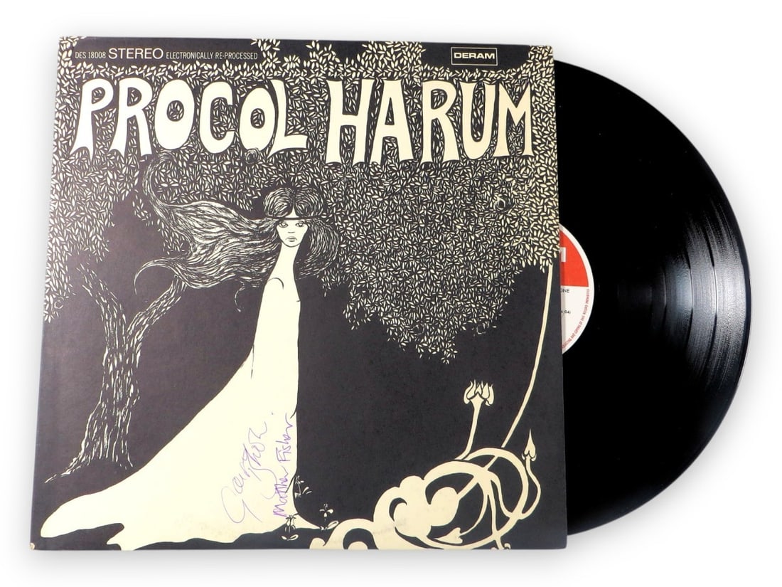 Gary Brooker Matthew Fisher Signed Album Cover Procol Harum Beckett Authenticated: Gary Brooker Matthew Fisher Signed Album Cover Procol Harum Beckett Authenticated This is an original autographed album cover of Procol Harum, featuring the signatures of Gary Brooker and Matthew Fish