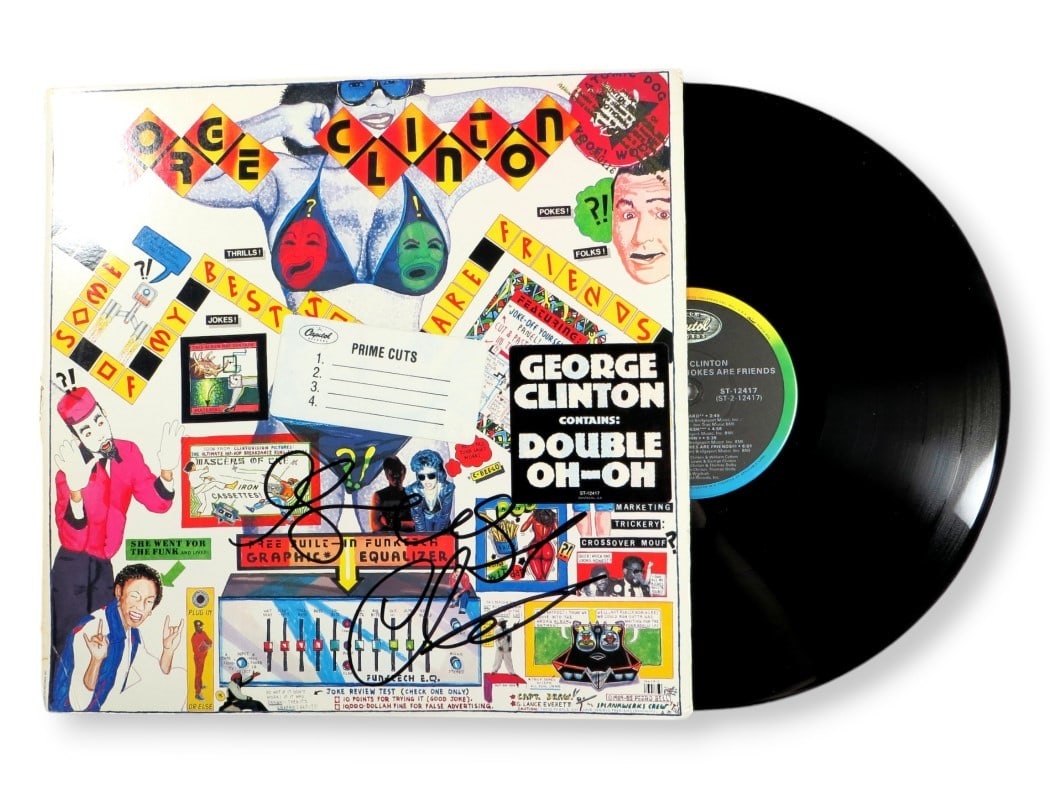 George Clinton Autographed Album Cover Some of My Best Jokes Beckett Authenticated: George Clinton Autographed Album Cover Some of My Best Jokes Beckett Authenticated This is a George Clinton signed and autographed record album cover from the collection 'Some of My Best Jokes.' The i
