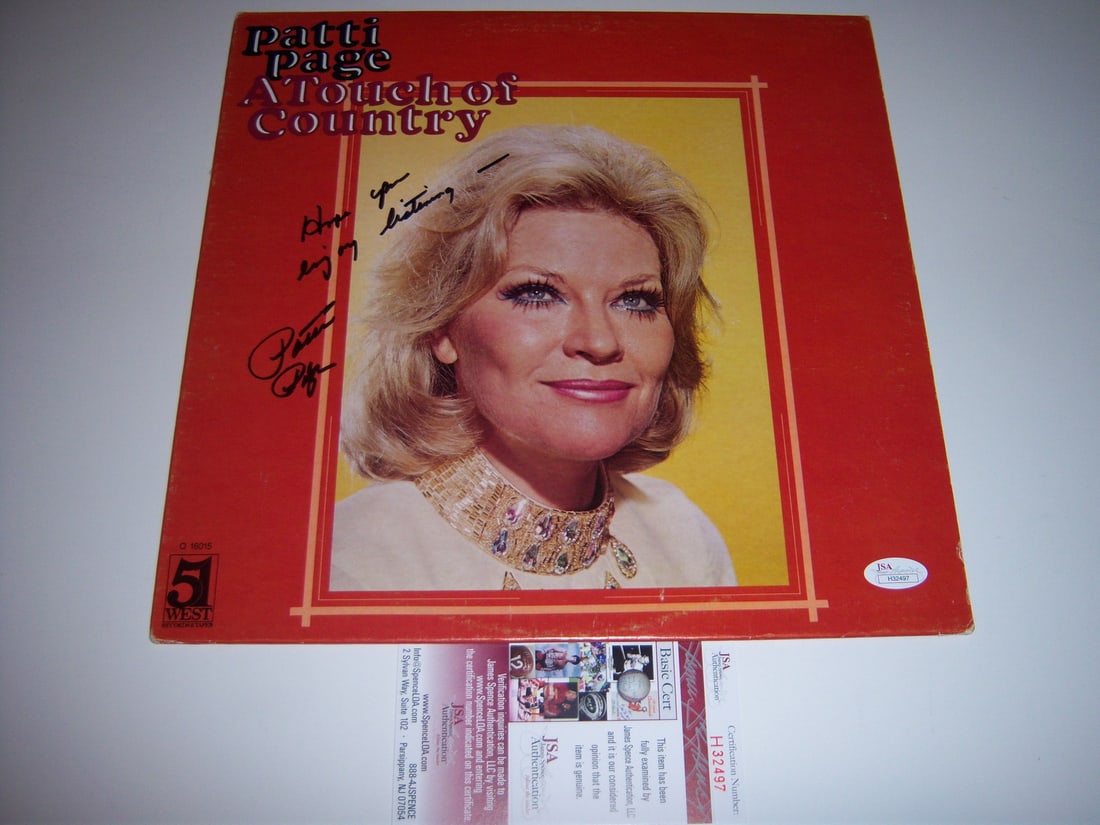 Signed Patti Page A Touch of Country LP Album with JSA COA: Signed Patti Page A Touch of Country LP Album with JSA COA This is an original "A Touch of Country" LP record album signed by Patti Page. The item comes from the United States and is in pre-owned cond