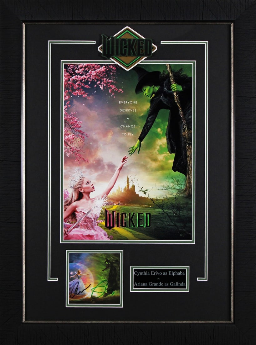 Framed Wicked soundtrack CD cover signed by Ariana Grande and Cynthia Erivo BAS (1 of 2)