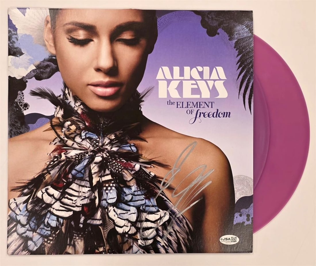 Alicia Keys autograph on The Element of Freedom vinyl LP JSA: Alicia Keys autograph on The Element of Freedom vinyl LP JSA This is a pre-owned vinyl album cover for Alicia Keys' 'The Element of Freedom,' personally signed by the artist. The autograph has been au