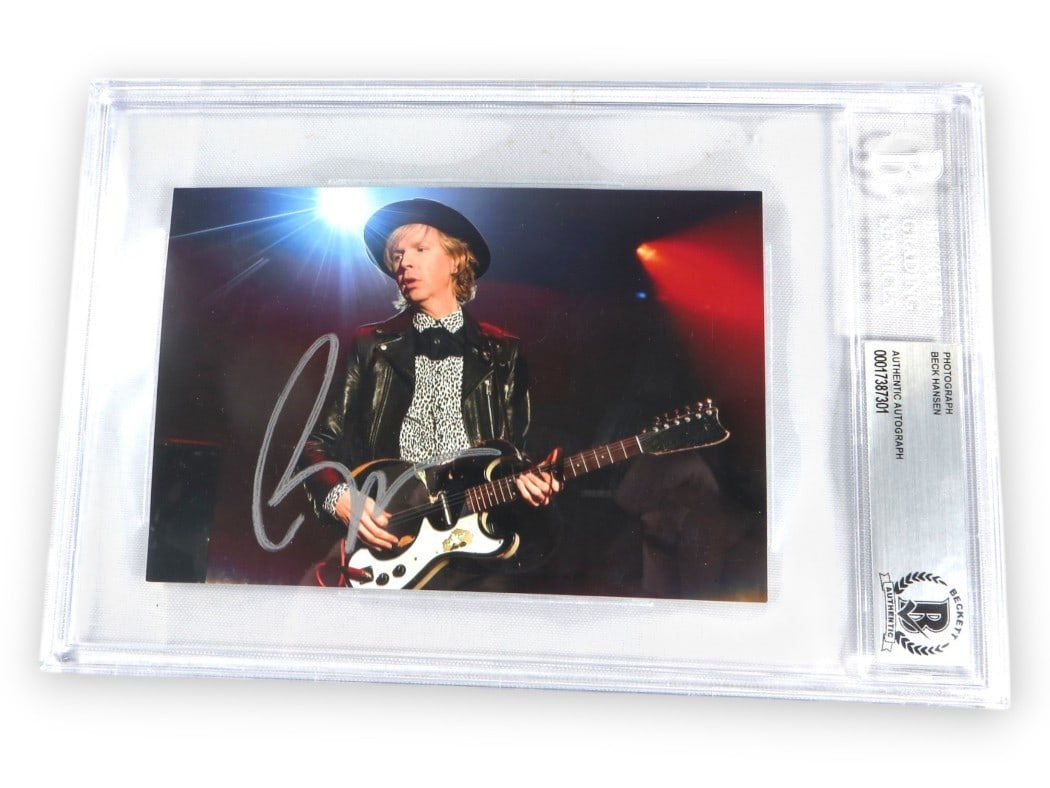 Beck Hansen Signed 4X6 Performance Photo Beckett Authenticated (1 of 2)