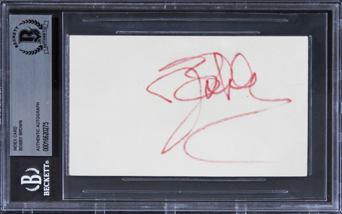 Bobby Brown Singer Signed 3x5 Index Card Authenticated by Beckett (1 of 2)