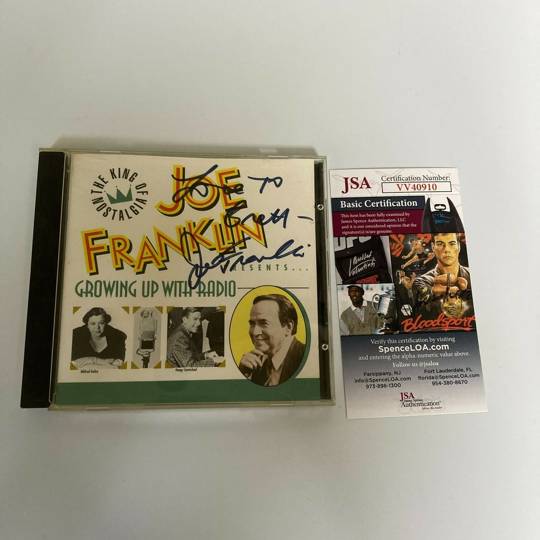 Joe Franklin Signed Growing Up With Radio Music CD JSA Authenticated: Joe Franklin Signed Growing Up With Radio Music CD JSA Authenticated This collectible features a signed copy of the 'Growing Up With Radio Music' CD by Joe Franklin. Accompanied by a James Spence Auth