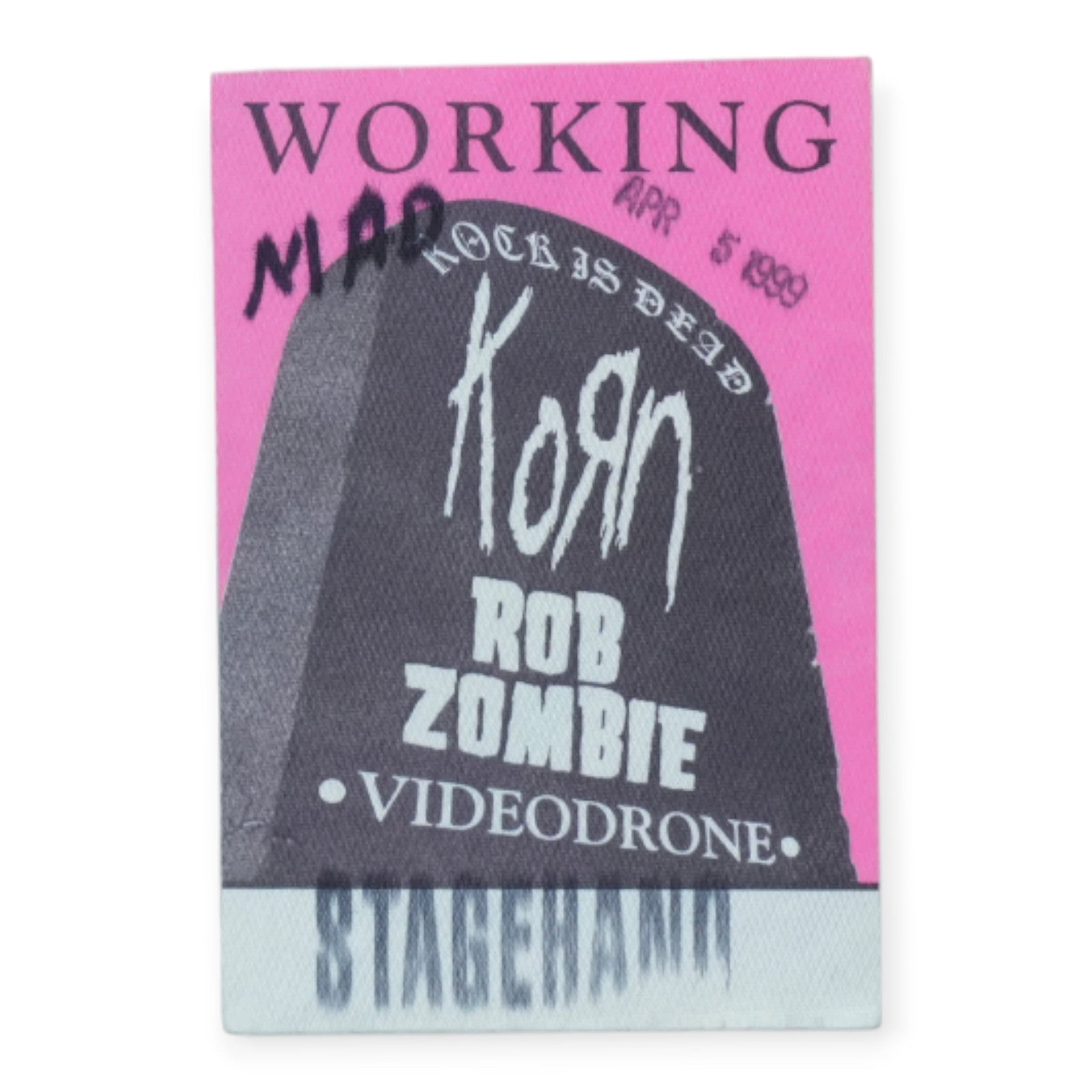Vintage 1999 Backstage Pass Korn Rob Zombie Rock Is Dead Tour (1 of 2)