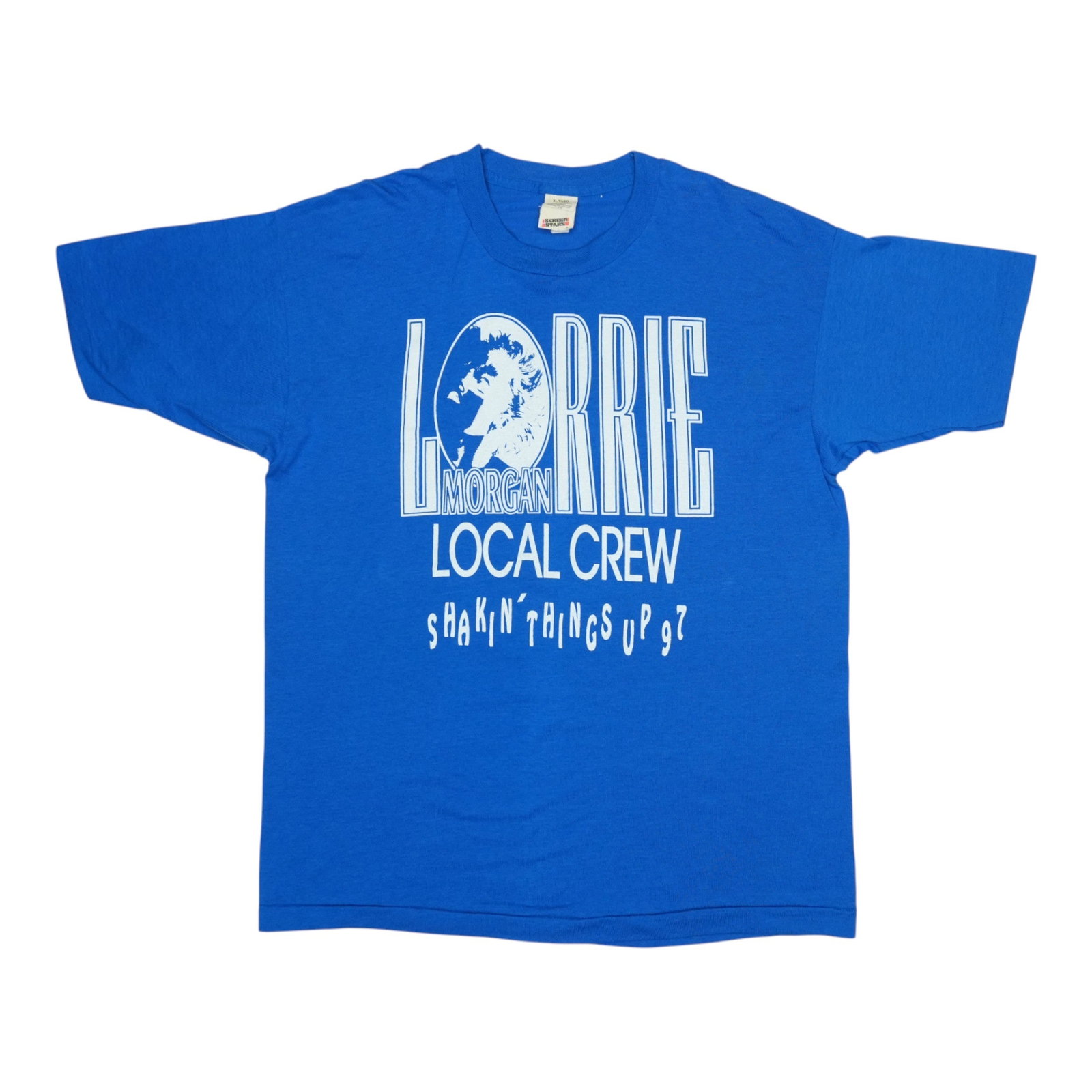 Vintage 1997 Lorrie Morgan Shakin Things Up Tour Crew T Shirt Blue XL (1 of 5)