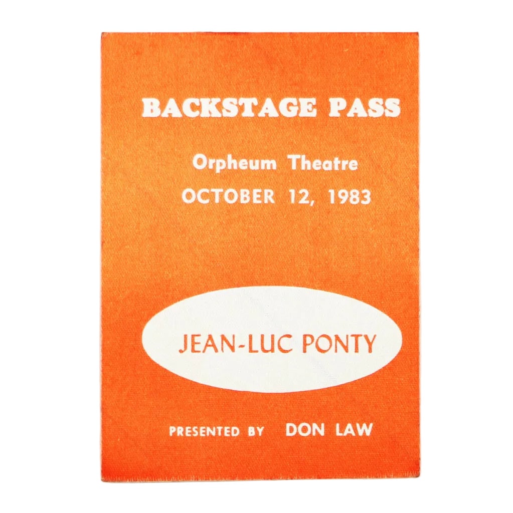 Vintage 1983 Backstage Pass Jean-Luc Ponty Orpheum Theatre (1 of 2)
