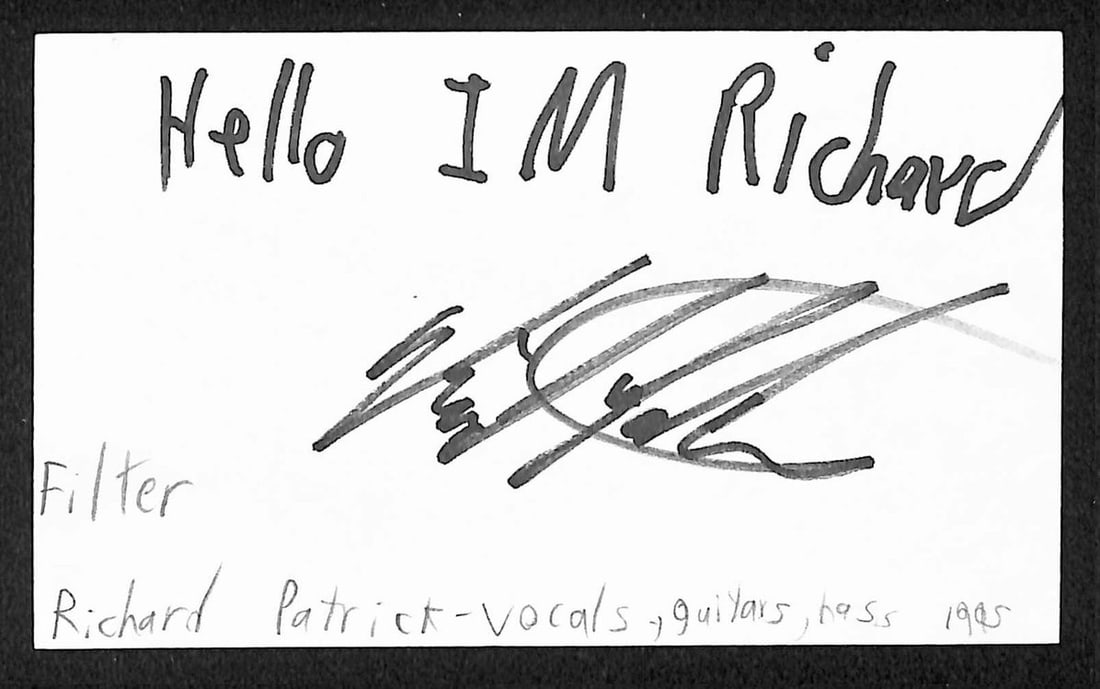 Richard Patrick signed 3x5 index card JSA: Richard Patrick signed 3x5 index card JSA This is an original 3x5 index card autographed by musician Richard Patrick. The item is authenticated by JSA (certification number BA209490) and is in pre-own