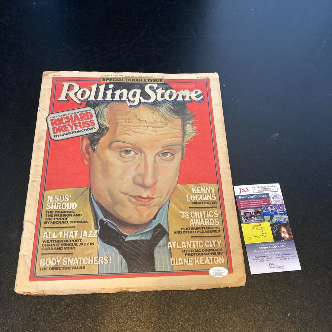 Richard Dreyfuss Signed Rolling Stones Newspaper with JSA Certification: Richard Dreyfuss Signed Rolling Stones Newspaper with JSA Certification This is an authentic original newspaper featuring a signature from Richard Dreyfuss, accompanied by a James Spence Authenticatio