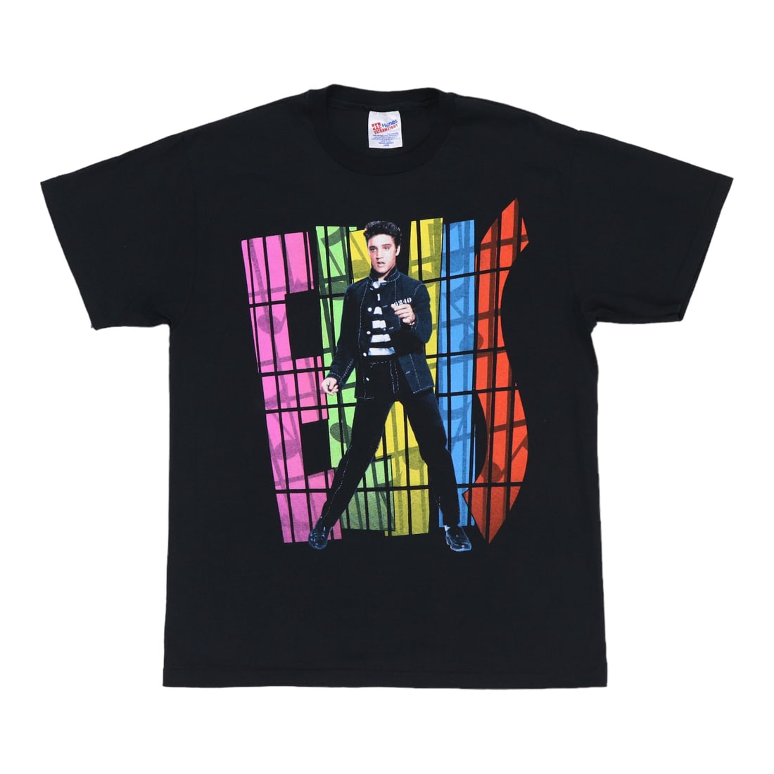 Vintage 1991 Elvis Presley Jailhouse Rock Black Cotton Graphic T-Shirt: Vintage 1991 Elvis Presley Jailhouse Rock Black Cotton Graphic T-Shirt This is an original vintage 1991 Elvis Presley Jailhouse Rock shirt featuring both front and back graphics. Made from 100% cotton