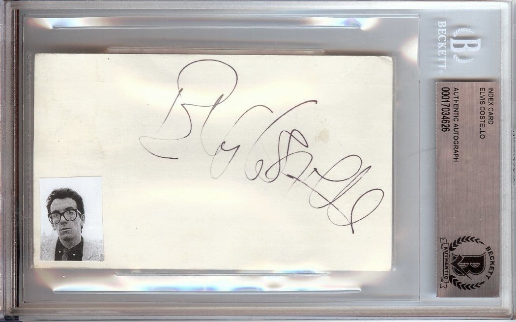 Beckett Authenticated Elvis Costello Signed Index Card Music Memorabilia (1 of 1)