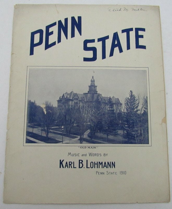 Rare 1910 Penn State Music Sheet by Karl B Lohmann: Rare 1910 Penn State Music Sheet by Karl B Lohmann Offered is a historic 1910 "Penn State" sheet music featuring music and lyrics by Karl B. Lohmann. This music sheet, showcasing the rich tradition of