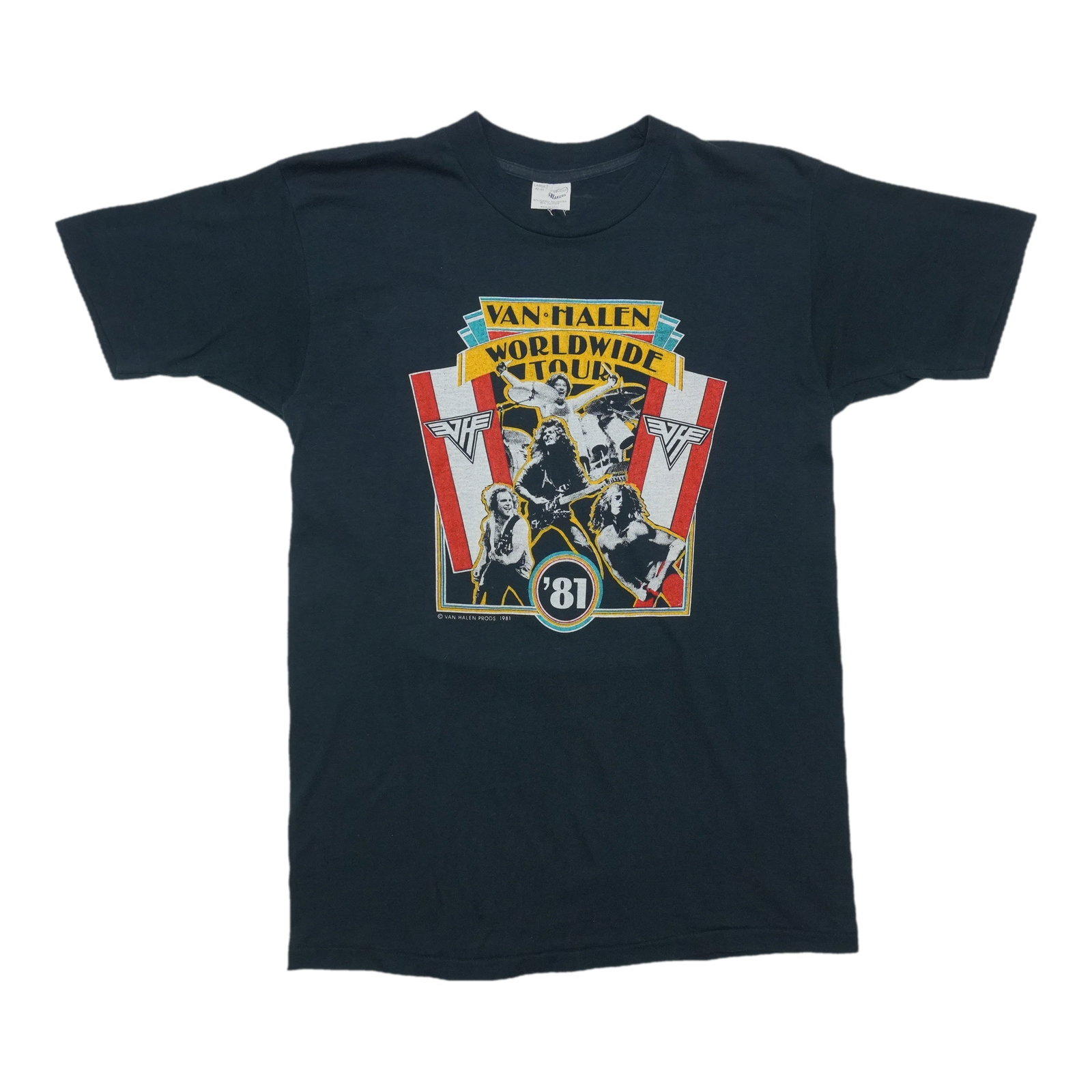 Vintage Van Halen 1981 Tour Black Shirt Large: Vintage Van Halen 1981 Tour Black Shirt Large This is an original vintage 1981 Van Halen Worldwide Tour shirt, not a modern reproduction. The shirt is in excellent condition with no holes or stains, a
