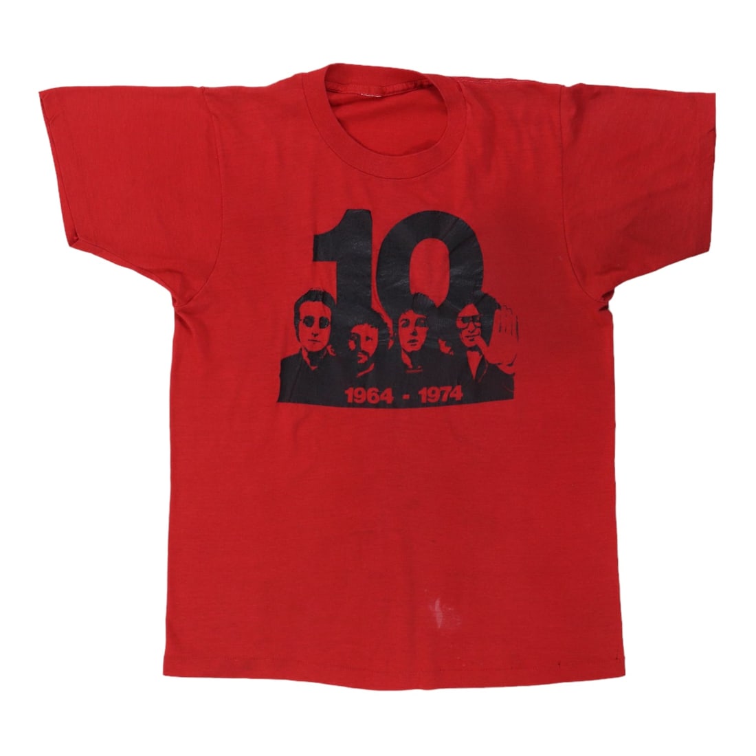 Vintage 1974 Beatles Red 10th Anniversary Poly Cotton T Shirt (1 of 8)
