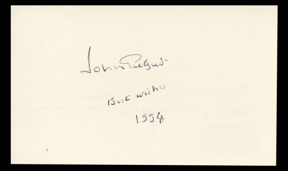 John Gielgud Signed Index Card from The Importance of Being Earnest BAS Authentic (1 of 2)