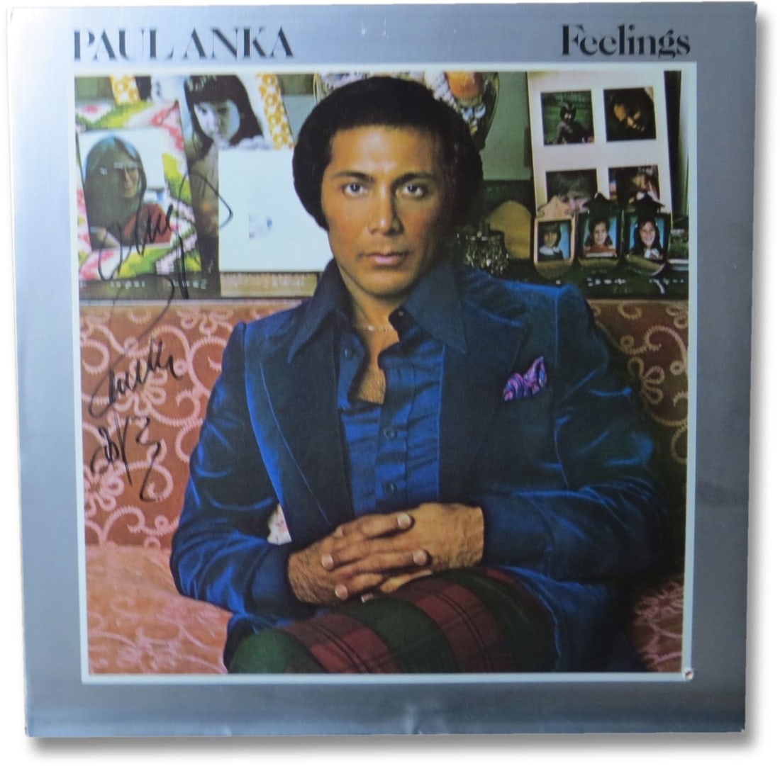 Autographed Paul Anka Feelings Album Cover with JSA Authentication: Autographed Paul Anka Feelings Album Cover with JSA Authentication This is an original album cover for Paul Anka's "Feelings," personally signed by Paul Anka. The album cover is authenticated by James