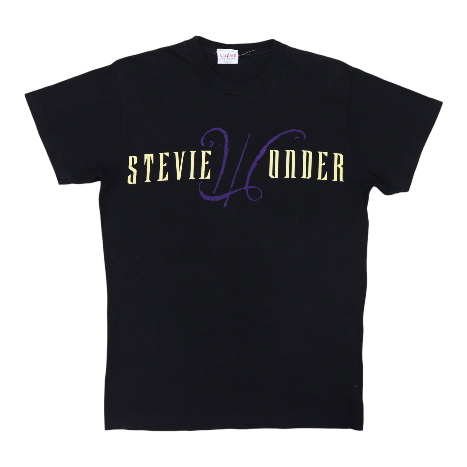 Vintage 1989 Stevie Wonder European Tour Black Cotton T-Shirt: Vintage 1989 Stevie Wonder European Tour Black Cotton T-Shirt This is an original vintage 1989 Stevie Wonder European Tour shirt featuring graphics on both the front and back. Made from 100% cotton, t