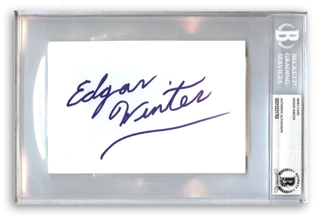 Edgar Winter Signed Index Card Beckett Authenticated 6 x 9 Music Memorabilia (1 of 1)