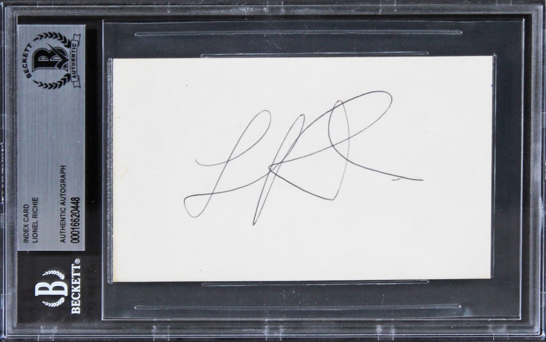 Beckett slabbed Lionel Richie signed American Idol 3x5 index card (1 of 2)