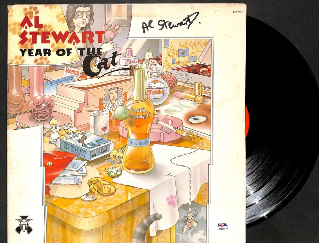 Year of the Cat Record Signed by Al Stewart PSA DNA Authenticated: Year of the Cat Record Signed by Al Stewart PSA DNA Authenticated This is an original "Year of The Cat" album autographed by Al Stewart. The autograph has been professionally authenticated by PSA/DNA.