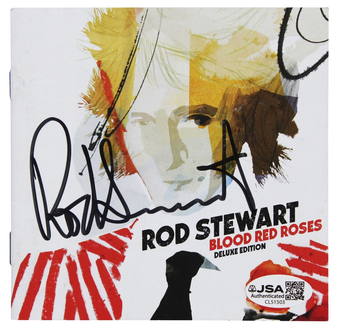 Rod Stewart Signed Blood Red Roses CD Booklet with JSA COA: Rod Stewart Signed Blood Red Roses CD Booklet with JSA COA This is an original Blood Red Roses CD booklet personally signed by Rod Stewart. The autograph has been authenticated by JSA and comes with a