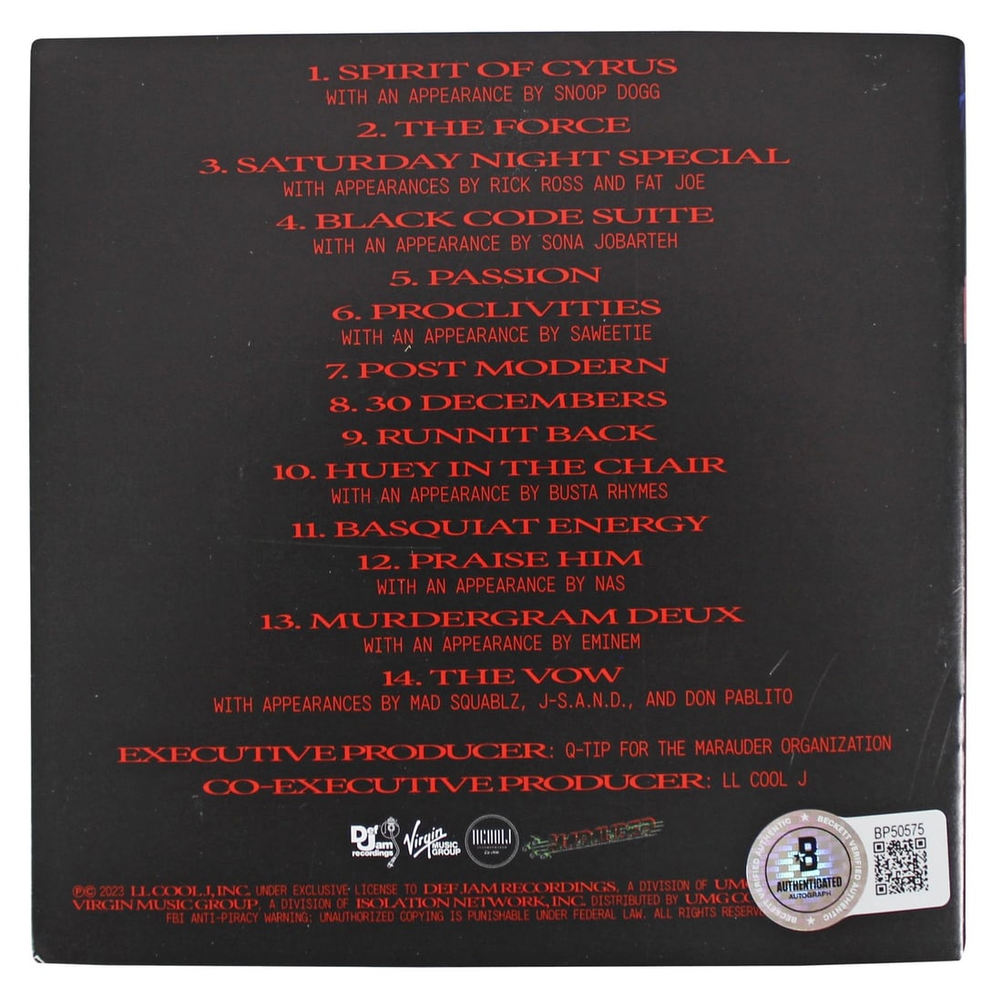 L.L. Cool J. Signed The Force CD Insert with Disk BAS Authenticated - 8