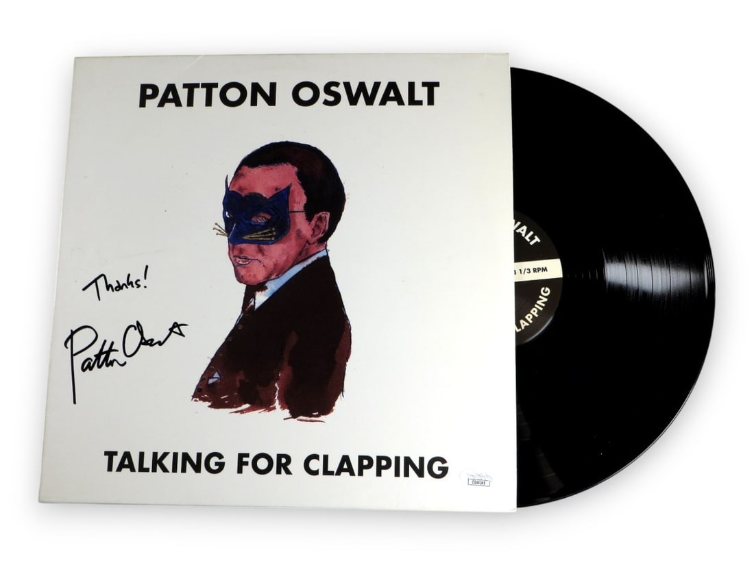 Patton Oswalt Signed Talking for Clapping Album JSA Authenticated: Patton Oswalt Signed Talking for Clapping Album JSA Authenticated This is an original signed record album of "Talking for Clapping" by Patton Oswalt. The album features an authentic autograph, certifi