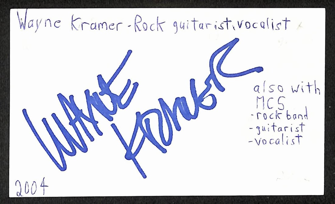 Wayne Kramer signed 3x5 index card JSA BA209471 (1 of 2)