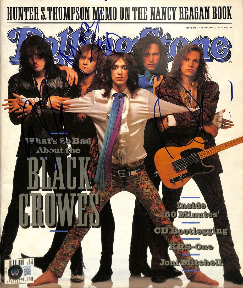 Beckett Authenticated Black Crowes Signed Rolling Stone Magazine: Beckett Authenticated Black Crowes Signed Rolling Stone Magazine This original Rolling Stone magazine cover features The Black Crowes and is hand-signed by multiple band members, including Rich Robins