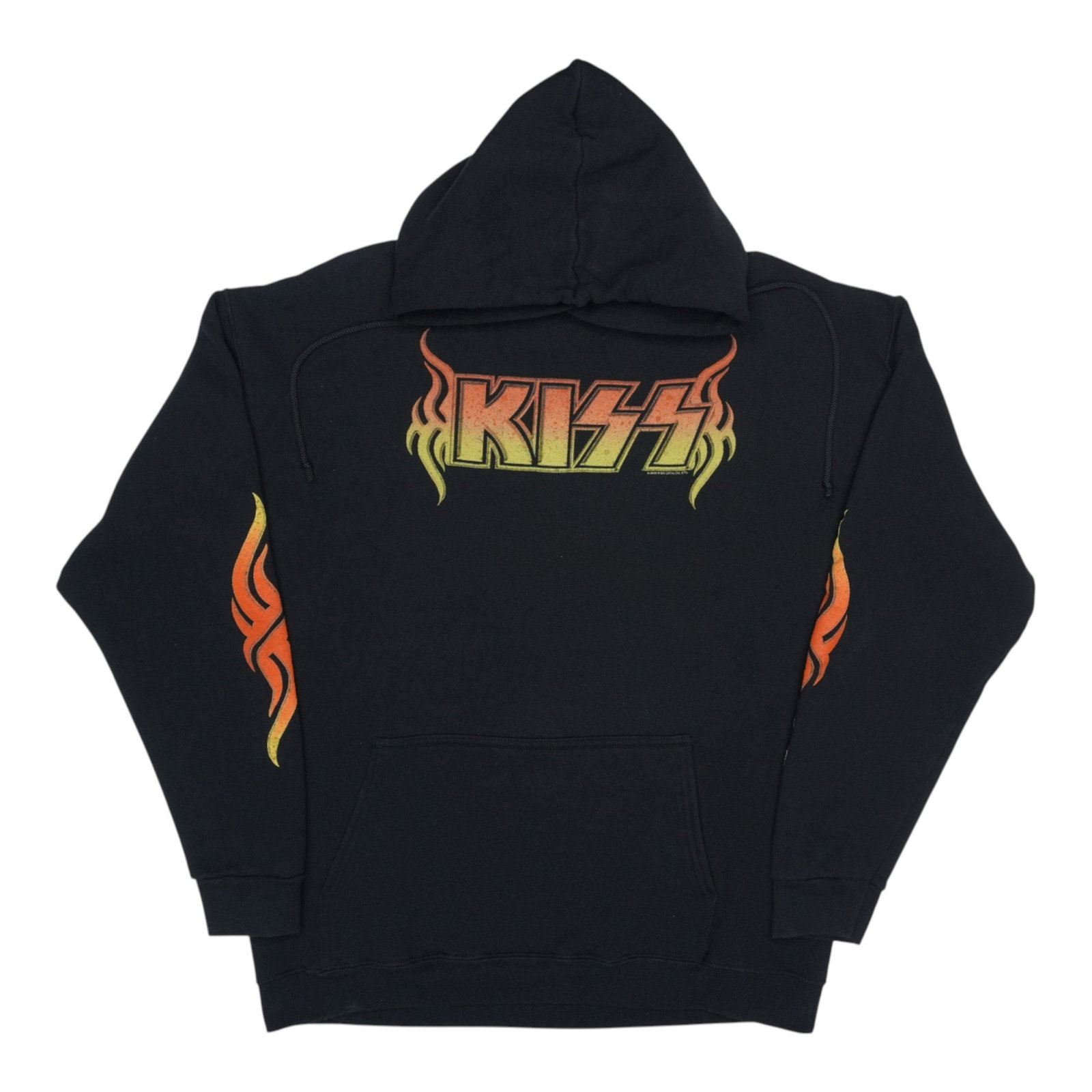 Vintage 2004 Kiss Band Black Flames Graphic Hoodie Size Large: Vintage 2004 Kiss Band Black Flames Graphic Hoodie Size Large This is an original vintage 2004 Kiss Flames Hoodie. It features a black color with a front graphic design and no graphics on the back.