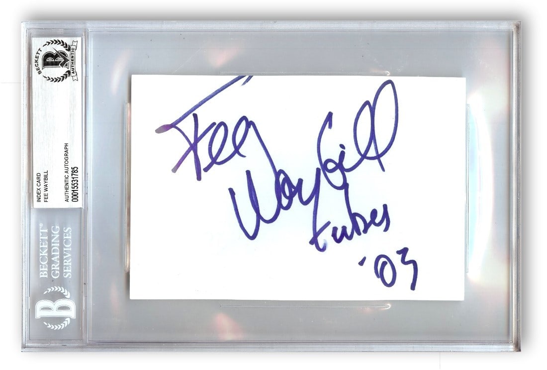 Fee Waybill Autographed Index Card The Tubes Beckett Authenticated 6 x 9: Fee Waybill Autographed Index Card The Tubes Beckett Authenticated 6 x 9 This is an original autographed index card featuring Fee Waybill, the lead singer of The Tubes. The card has been authenticated
