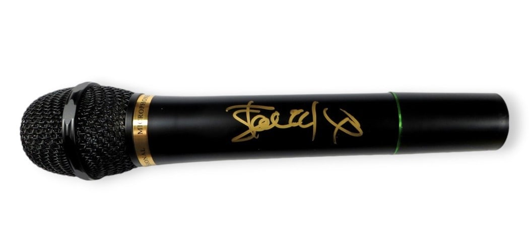 Microphone Signed by Stacy Q with JSA Authentication: Microphone Signed by Stacy Q with JSA Authentication This is a microphone signed by Stacy Q, known for the song "Two of Hearts." The autograph has been authenticated by James Spence Authentication (JS